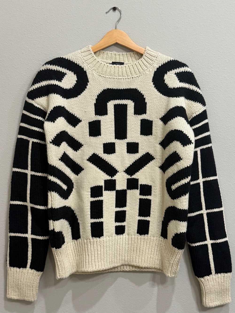 JOSEPH Haring Sweater Size Large Merino Wool Fall 2013 Runway Graphic